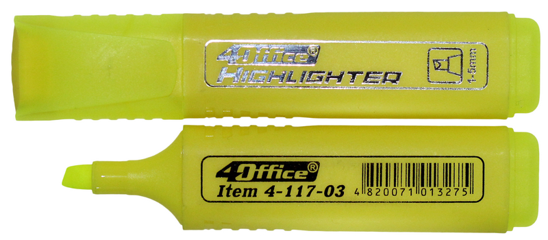 Маркер 4OFFICE текстовий (4-117-03), жовтий